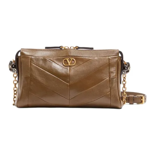 Valentino Матовый Овчина Сумка через плечо Сумка на плечо Маленькая Женская Коричневая