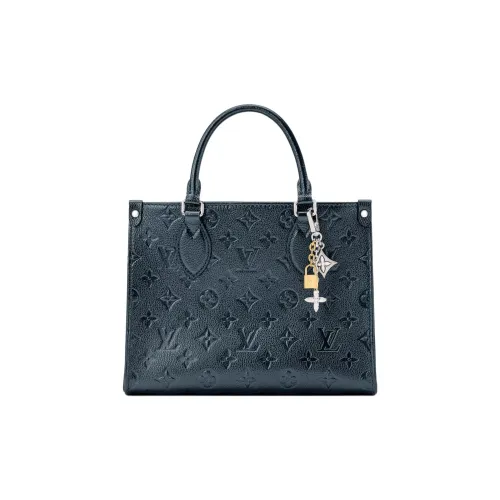 LOUIS VUITTON ONTHEGO Корова Кожа Сумка Маленькая Женская Ink Синий