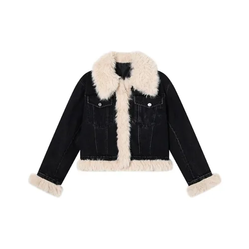 GUOZHEN Черный Женские Джинсовые Куртки