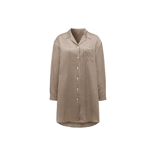 NOT JUST PAJAMA Коричневый Клетчатый Женские Халаты для ванной
