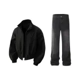 Black Liner Jacket + Black Gray Jeans  
Черная подкладка куртка + черные серые джинсы