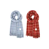 Небесно-синий в клетку + бежево-красный в клетку