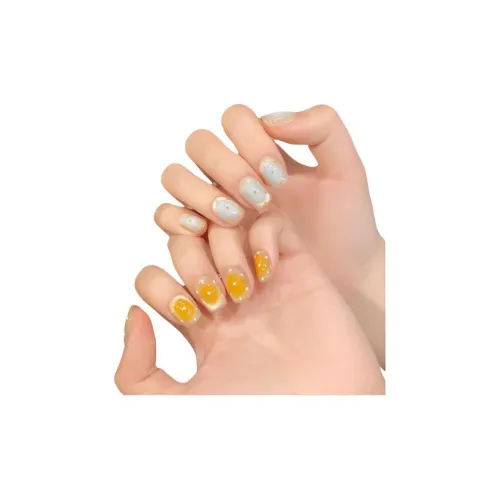 XIAMEIYU Сыр с морской солью Мини Cookies Несовпадающий False Nail Короткий LADDER Синий желтый Смудж Французский 15мм