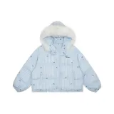 Синий хлопковый пуховик