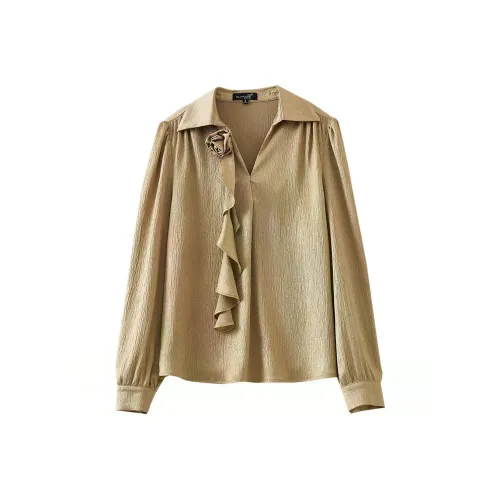 OUNIXUE Светло-золотые Женские Рубашки