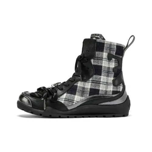 DESKISS Стиль Майярд Винтаж Преппи стиль Классический Клетчатый Пэчворк Металл Бант Увеличение Высоты Ботильоны