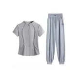 Комплект одежды (Темно-синий, серый без рукавов + светло-серые штаны)