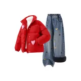 [Thickened и с флисовой подкладкой] Однотонный Красный + Однотонный Деним Синий