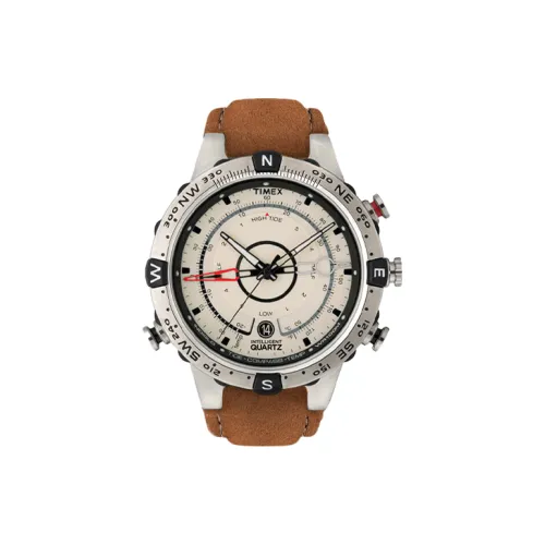 TIMEX Expedition Collection Adventurer Мужские часы Кварцевый механизм Кожаный ремешок 45 мм Белый циферблат