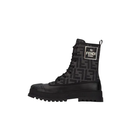FENDI ROMA Высокие детские ботинки черного цвета для малышей