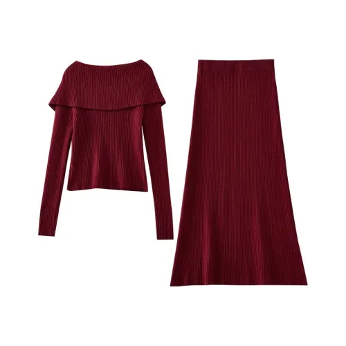 OUNIXUE Красный Женский Комплект с Юбкой