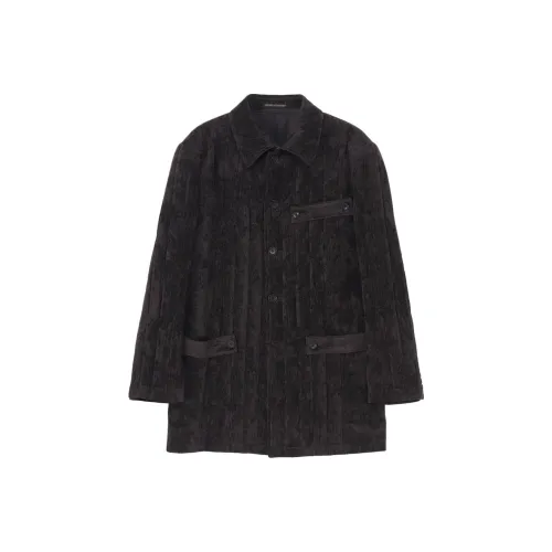 Yohji Yamamoto Pour Homme FW25 Linen Velvet TAB Details Пэдовая Куртка Куртки Пальто Мужской