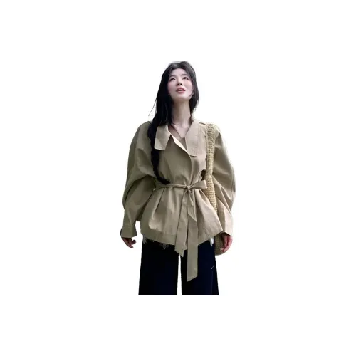GUOZHEN Хаки Женская тренч-куртка