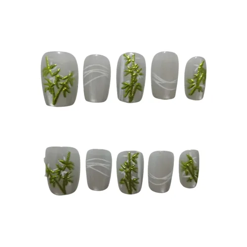 SHANGSHIQIN Зеленый Свежий Осветляющий Ручной Ногтей 20 мм Короткий LADDER Зеленый Однотонный