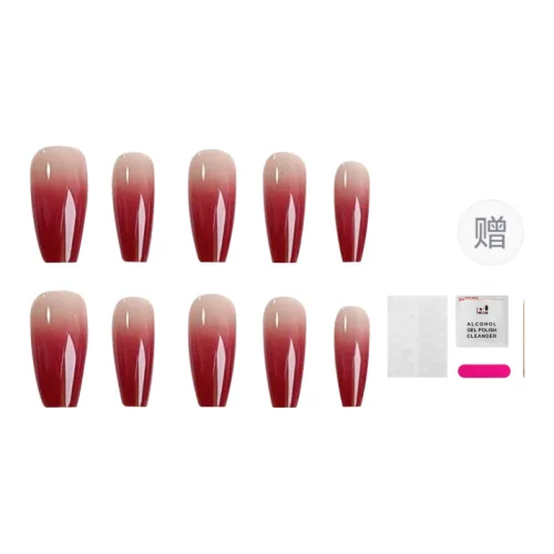 JIABITU Красный Красота Съемный Стиль False Nail Trapezoidal Градиентный Smudge Coquette 17mm