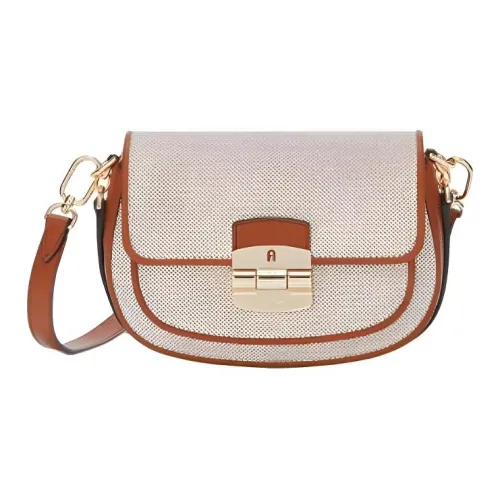 Furla Кожа Седло Сумка Плечевая Сумка Маленькая Женская Бежевая