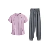 Комплект одежды (Фиолетовая рубашка с коротким рукавом + темно-серые штаны)