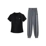 Комплект одежды (Черная рубашка с коротким рукавом + темно-серые штаны)