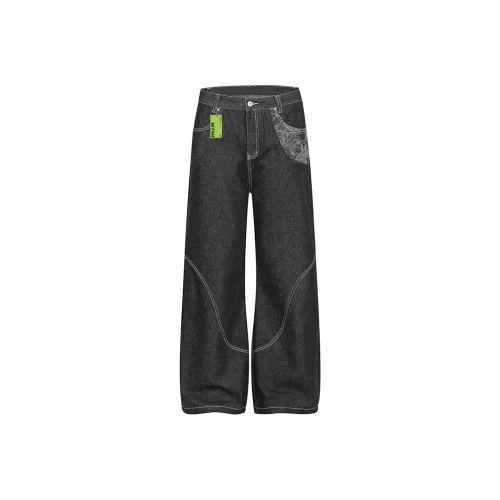 W7H1 Черный Унисекс Джинсы