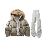 Кофейный + Светло-серые штаны