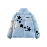 Синий хлопковый пуховик