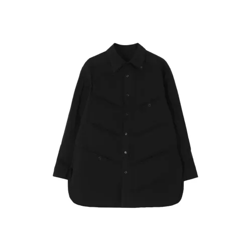 Yohji Yamamoto Pour Homme FW25 Целлюлоза LAWN 2COLLAR Diagonal Утепленный Блоуз Рубашка Мужская