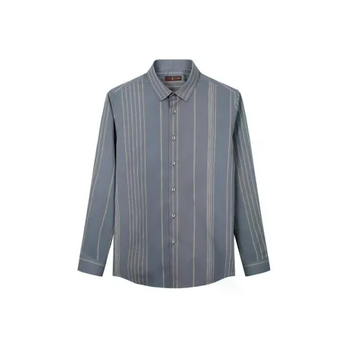 Wit Серый Синий Мужские Рубашки