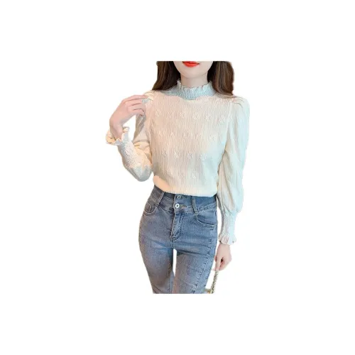 Mu Xiao Xin Абрикос Флис С Подкладкой с Бесплатной Наклейкой MU Xiaoxin Бренд Женские Рубашки