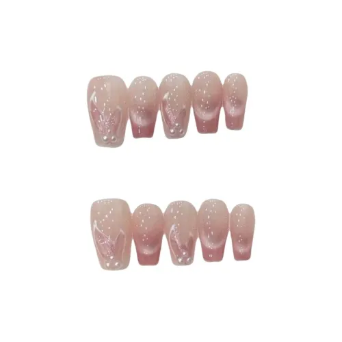 Gentle Welcome Ручная работа Искусственный Ногтик Трапециевидный Розовый Смоки Кошачий глаз