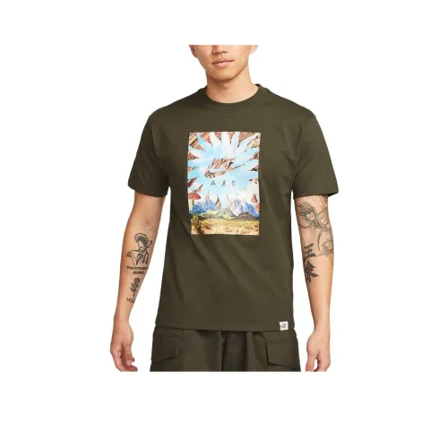 Nike Рукав с оборванным плечом T-рубашка Мужская Зеленая