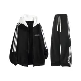 Черный свитшот + черные штаны [с флисовой подкладкой, улучшенный]