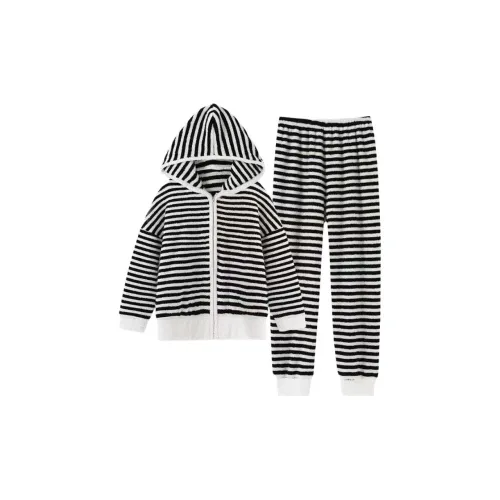 WANANNI Черный Белый Узор Женские Пижамные Комплекты