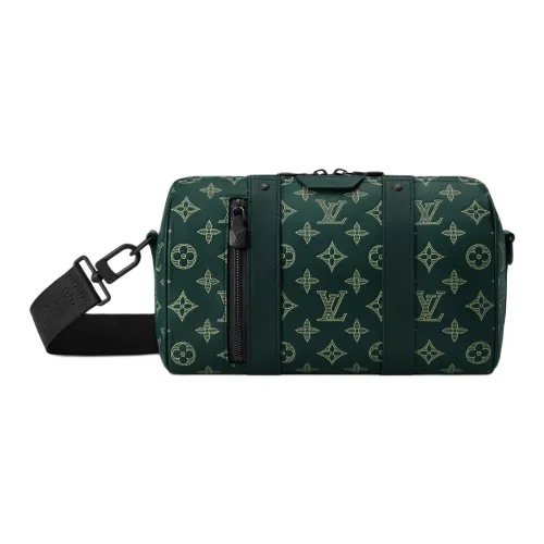 LOUIS VUITTON City Keepall Monogram SHADOW Телячья кожа Сумка через плечо Мужская Лесной зеленый