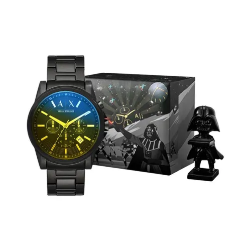 ARMANI EXCHANGEAE Мужские часы Кварцевый механизм Ремешок из нержавеющей стали Черный циферблат