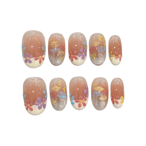 XIAMEIYU Масляная живопись 'Весна Любовь POEM с Пение птиц And Flowers Аромат' Фальшивая ногтевая пластина Овал Телесный Румяна Стойка