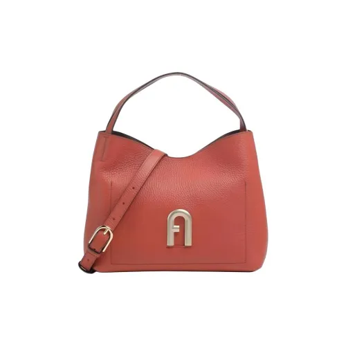 Furla Рельефная Телячья Кожа Ведрообразная Сумка Сумка через плечо Сумка Маленькая Женская Коричневая Красная