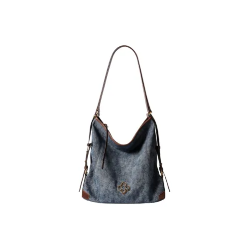 CASSILE Деним Сумка через плечо Большая Женская Снежинка и Синий и Шоколадный Коричневый