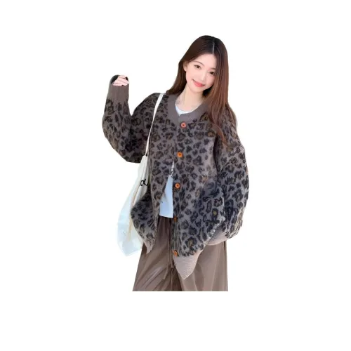 GUOZHEN Леопардовый принт Женский Трикотаж