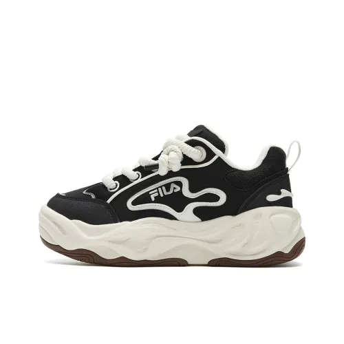FILA Брук 2 Устойчивые к истиранию Легкие Увеличивающие Высоту Низкие Кроссовки для Скейтбординга Женские Черно-Белые