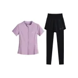Комплект одежды (Розовая фиолетовая рубашка с коротким рукавом + черные штаны)