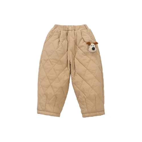 RHOBESAM Hanhan Оригинальный Детская одежда D011 3D-эффект Собака Утолщенные Утепленные штаны Светлый хаки Предшкольные Тренировочные штаны