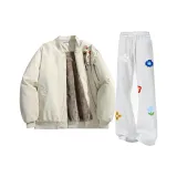 Бежевый + Белый Серый Спортивные брюки