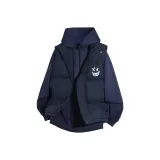 Темно-синий синий жилет + темно-синий с флисовой подкладкой худи и свитшоты - демон белый