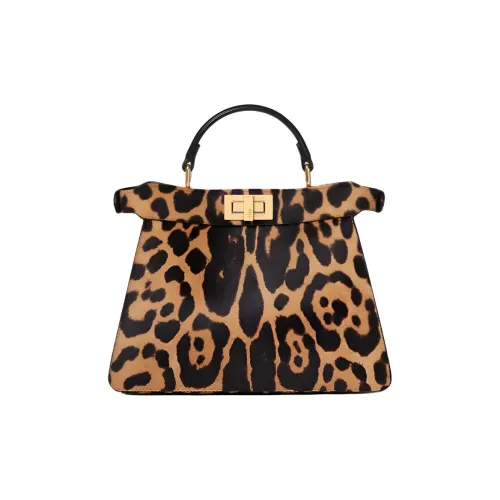 FENDI Peekaboo Телячья кожа Сумка Маленькая Женская Коричневая