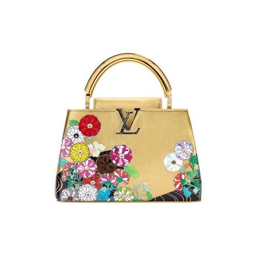 LOUIS VUITTON Takashi Murakami Коллаборация Capucines Принт Сумка Маленькая Женская Золотая
