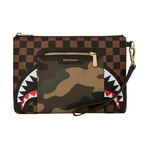 SPRAYGROUND Покрытый холст клатч мужской коричневый