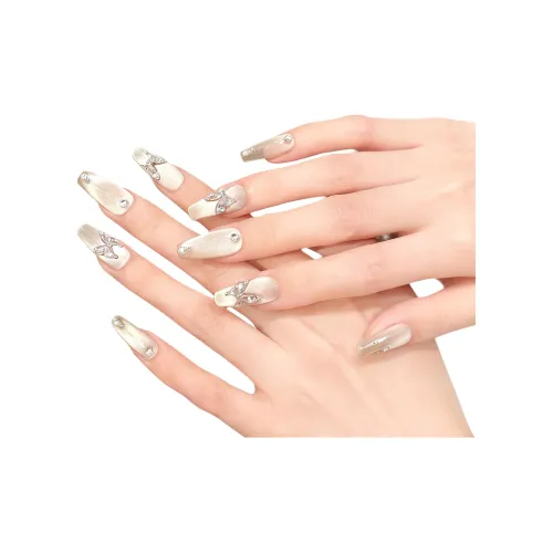 Yun Yue Joe Cold Бабочка Стеклянные бусины False Nail Средний LADDER Телесный Градиентный Coquette