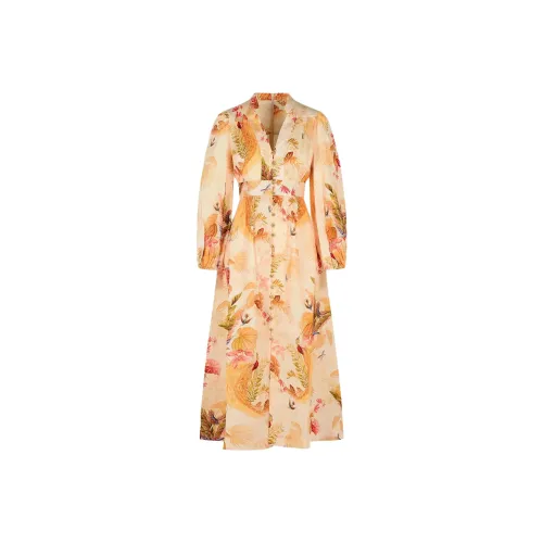 Zimmermann Длинное платье с длинными рукавами женское