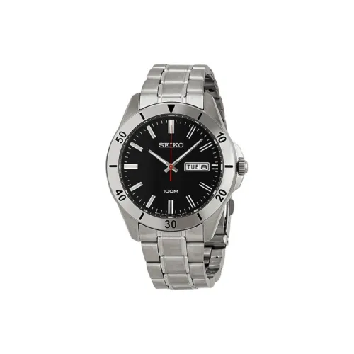 SEIKO Кварцевый механизм нержавеющая сталь ремешок часы 40 мм черный циферблат мужские часы