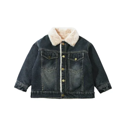 RHOBESAM Mingbao Модный Kids Флис-Линейная Джинсовая Куртка Изображение Цвет Пре-Школьные Куртки